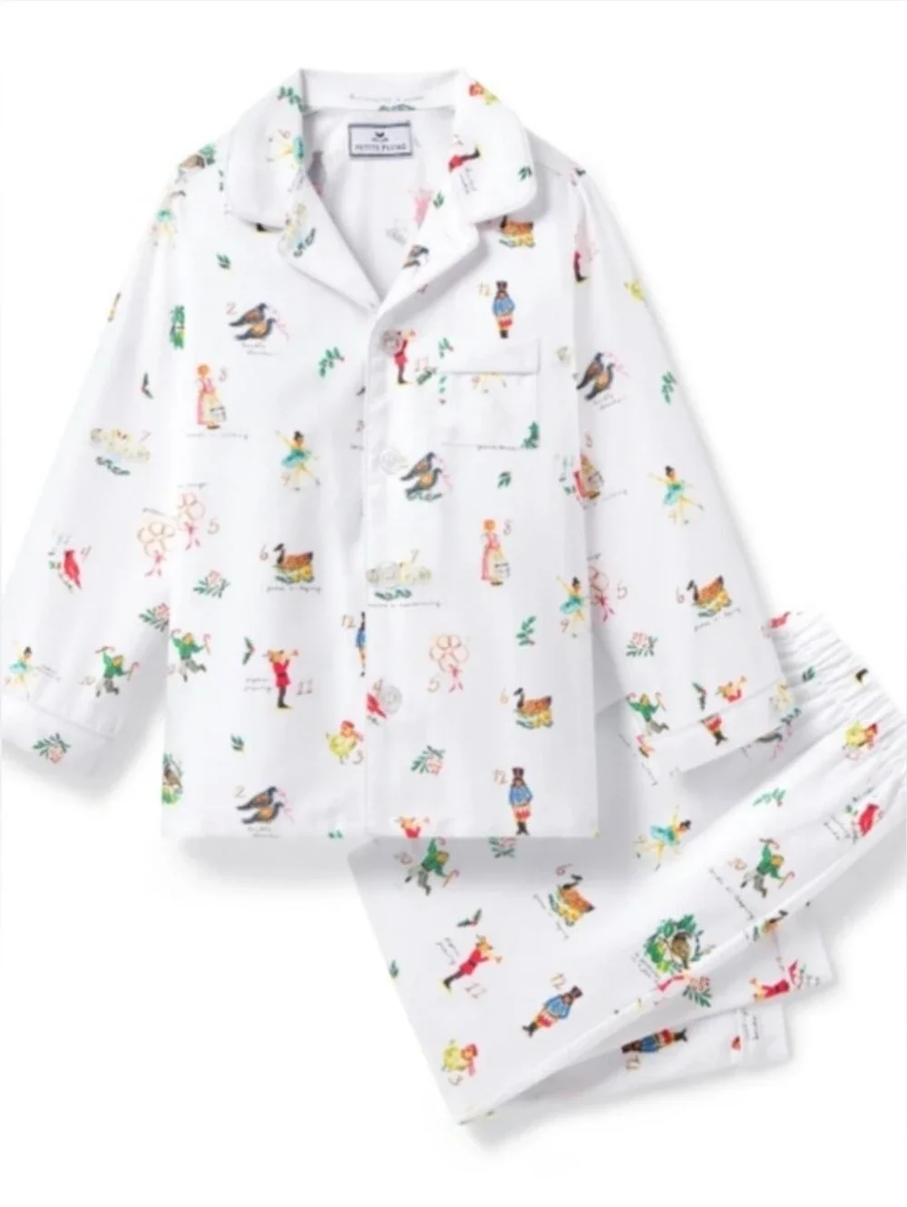 Petite Plume Kid's Twill Pajama Set in 12 Days of Christmas NWT